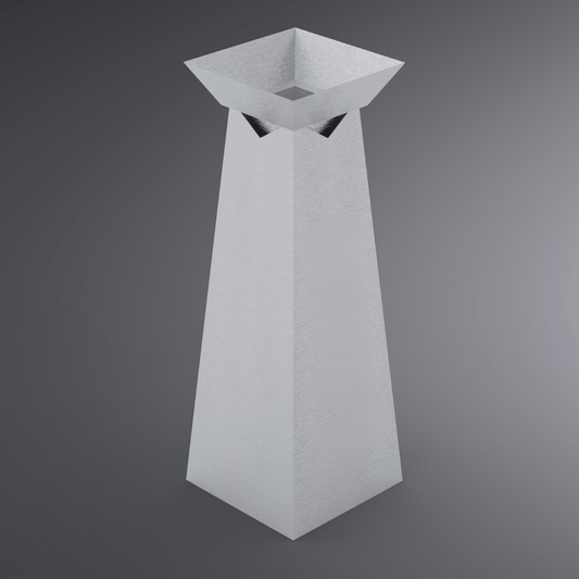 Silberne Blumensäule eckig ohne Motiv, auf den leeren Seiten lässt sich ein persönliches Wunschmotiv gestalten.