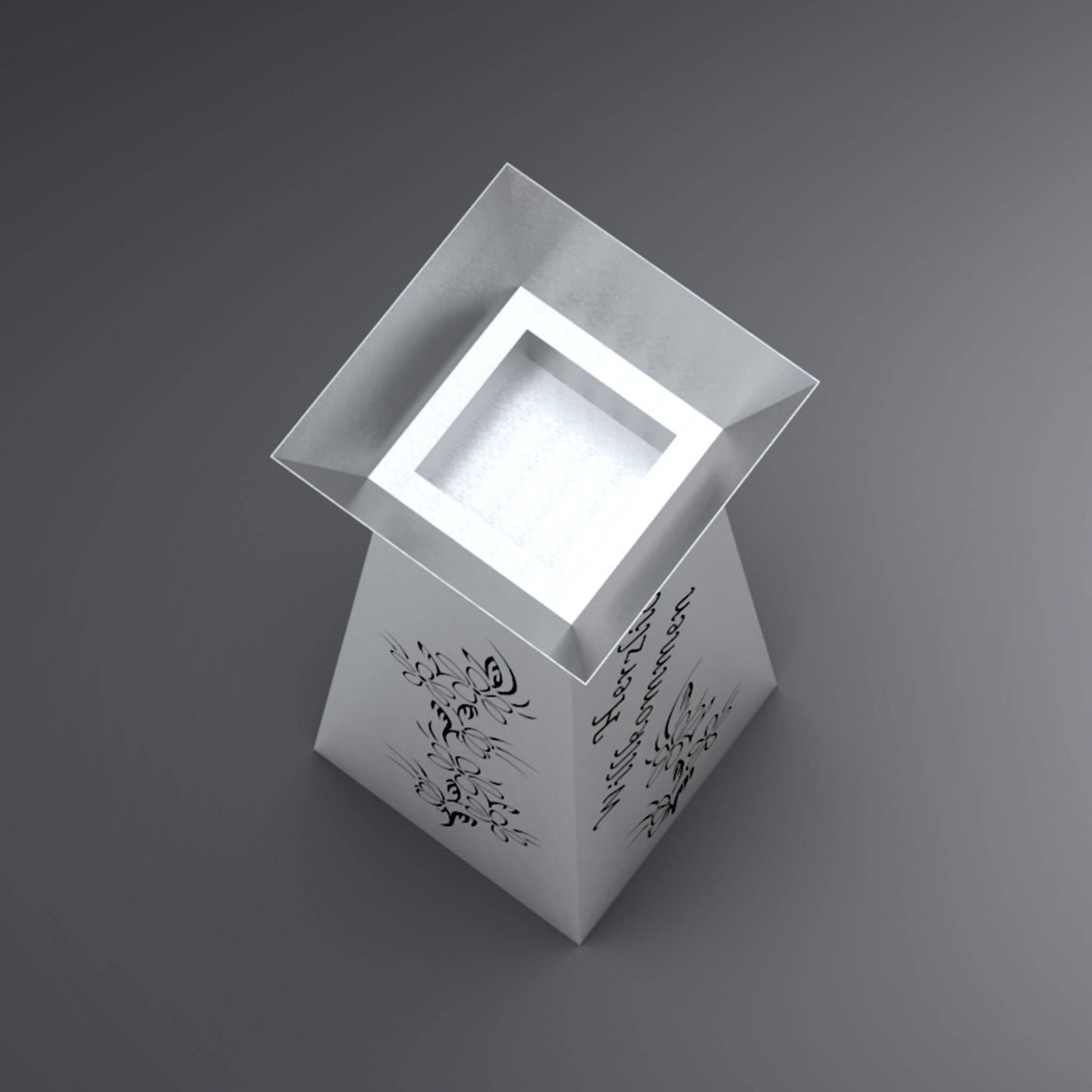 Blumensäule von oben mit 2 Seiten Blumenranken und 2 Seiten Herzlich Willkommen.