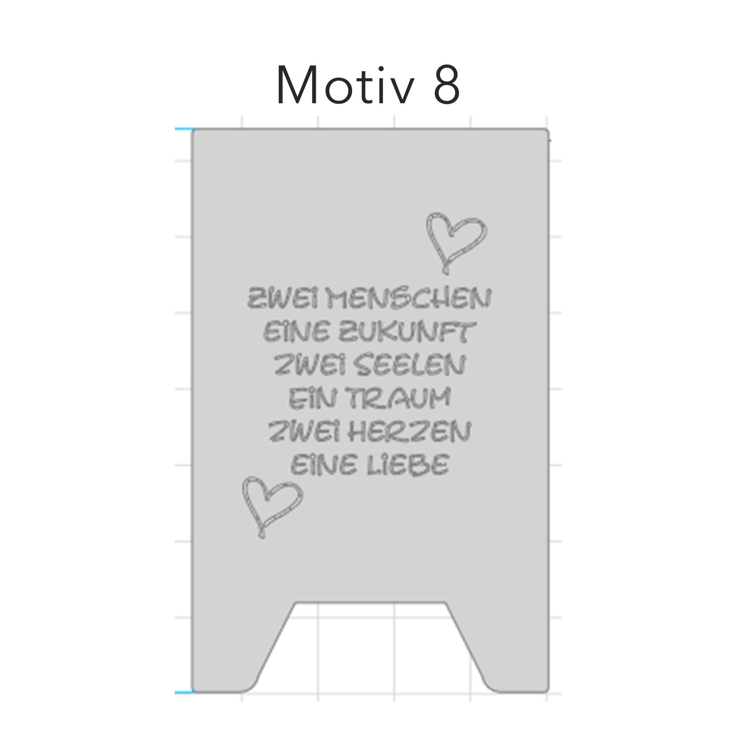 Zeichnung einer Seite von der Feuertonne mit einem Spruch und Herzen