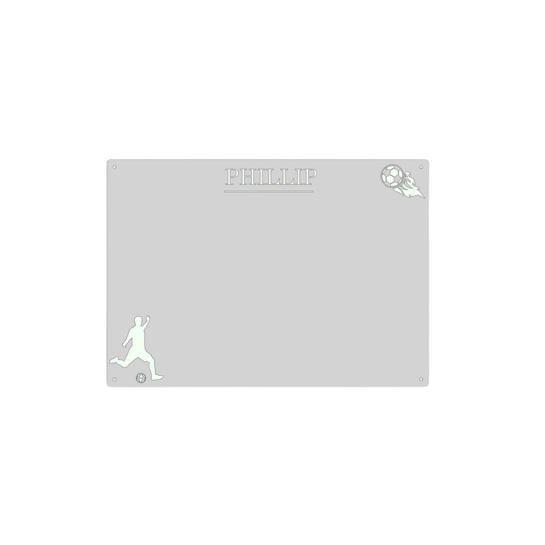 graues Rechteck unten rechts Fußballer oben Mitte Phillip rechts daneben Fußball