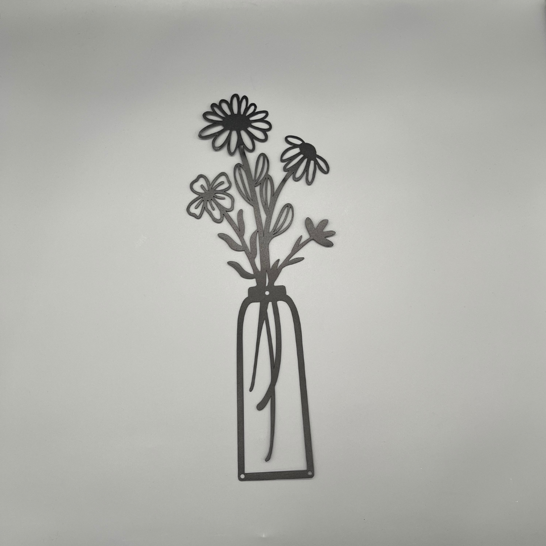 Sommerblumen Silhouette in einer Vase in schwarz