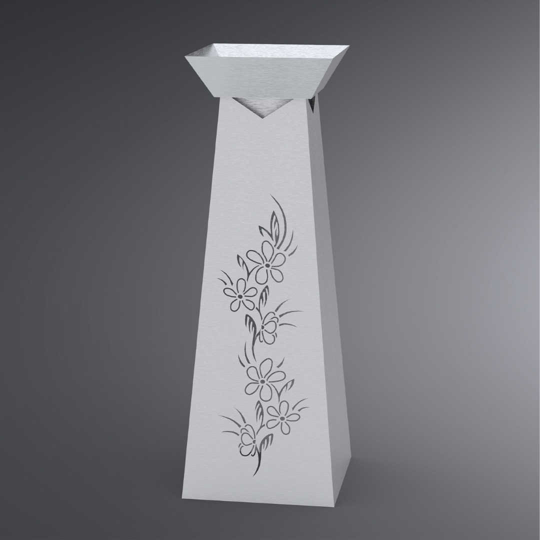 Blumenranken ausgelasert auf einer Seite einer Blumensäule.