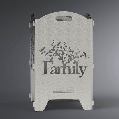 Feuertonne Motiv Family mit wachsenden Baum aus dem m.