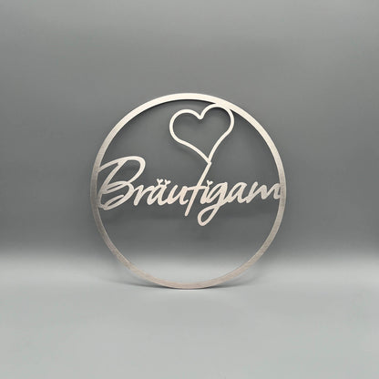 Kranz Bräutigam, Ring mit Innenschrift und Herz.