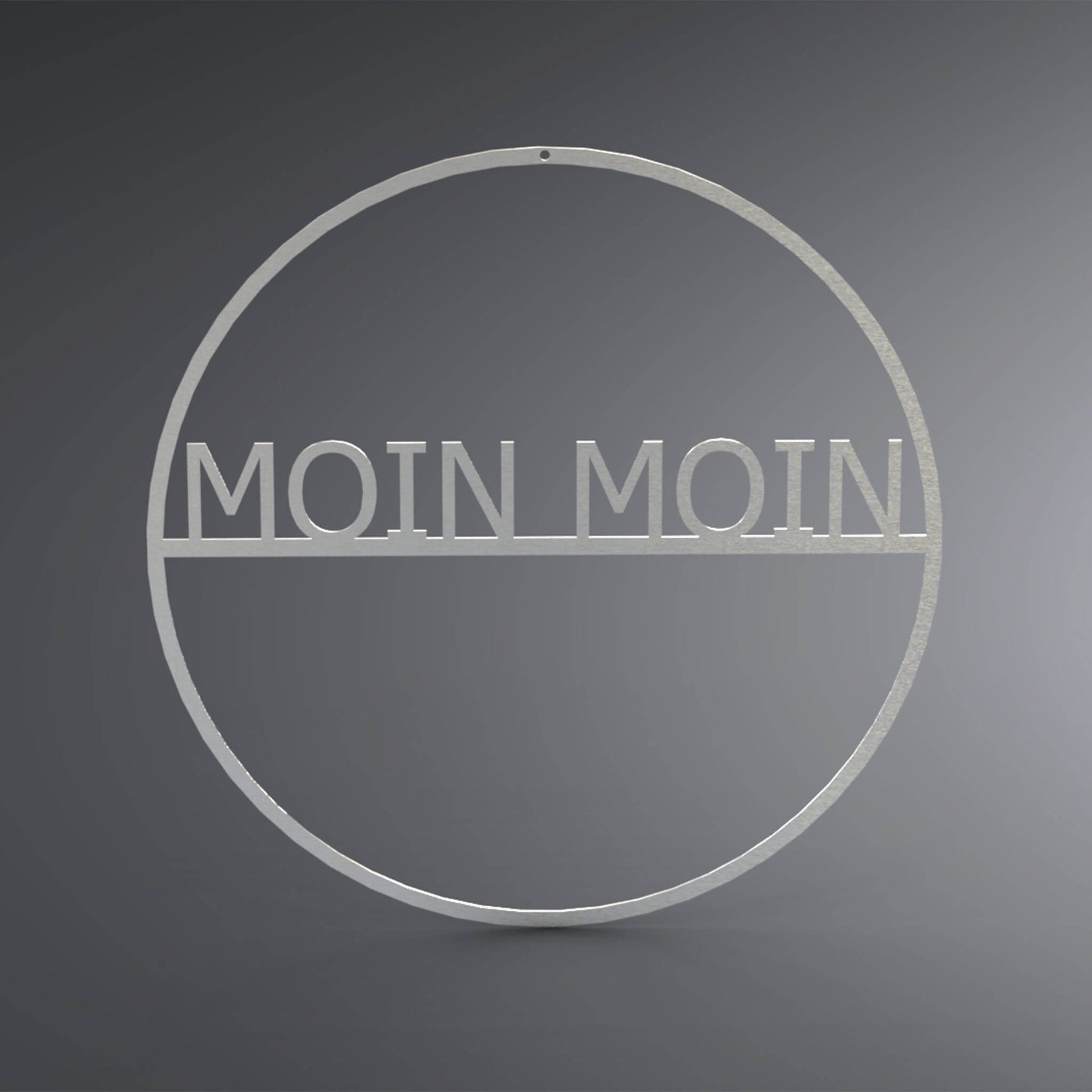 Runder Kreis mit dem Schriftzug MOIN MOIN in der Mitte