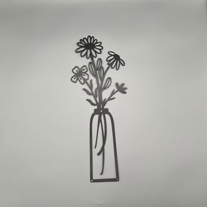 Sommerblumen Silhouette in einer Vase in schwarz