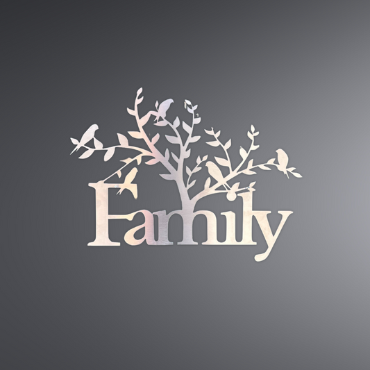 silberne Schrift (family) mit einem Baum aus dem m wachsend